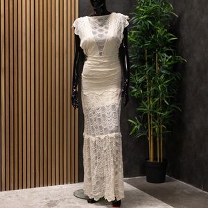 Nightcap Cream Lace Maxi Dress, Size M